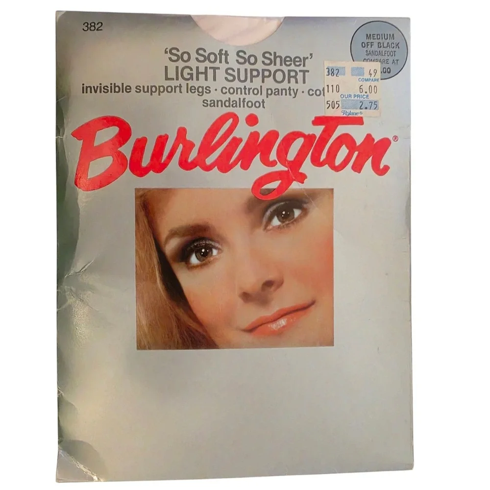 Vintage Burlington Pantyhose Set 2 Pairs Medium‎ Off Black Misty Taupe USA Made